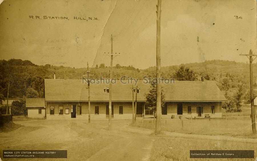 Postcard: Railroad Station, Hill, New Hampshire